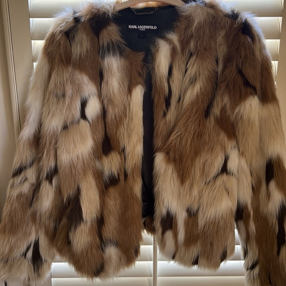 Karl Lagerfeld Paris Faux Fur Shag Jacket - Picture 5 of 6